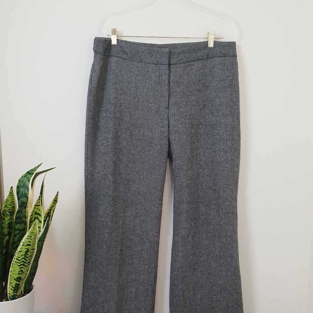 Tweed Style Grey Wide Bell Bottom Pant Dress Pants